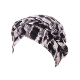 Women Floral Turban Head Wrap Cap Comfortable Chemo Headscarf Headwear - Black and white grid