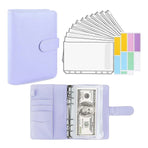 A6 Pu Leather Binder Pockets Cash Envelope Planner Notebooks - Light Purple