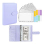 A6 Pu Leather Binder Pockets Cash Envelope Planner Notebooks - Light Purple