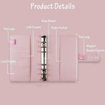 A6 Pu Leather Binder Pockets Cash Envelope Planner Notebooks - Laser Silver