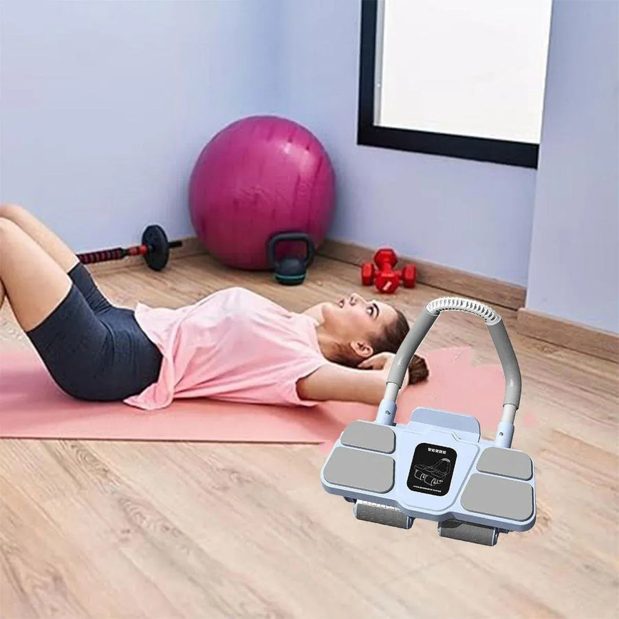 Four Wheel Abdominal Roller Automatic Rebound Ab Machine Home Fitness Equipment - Blue