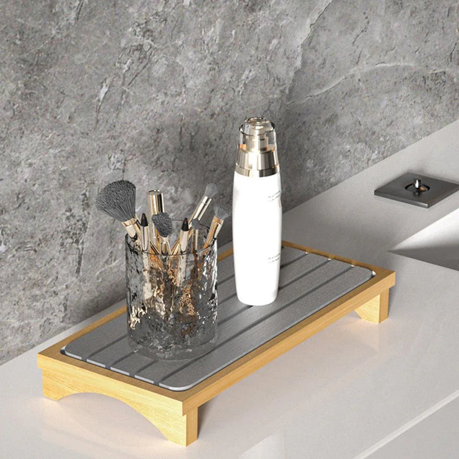 Countertop Absorbent Drainage Mat Sink Splash Pad Bathroom Tray Water Catcher - White