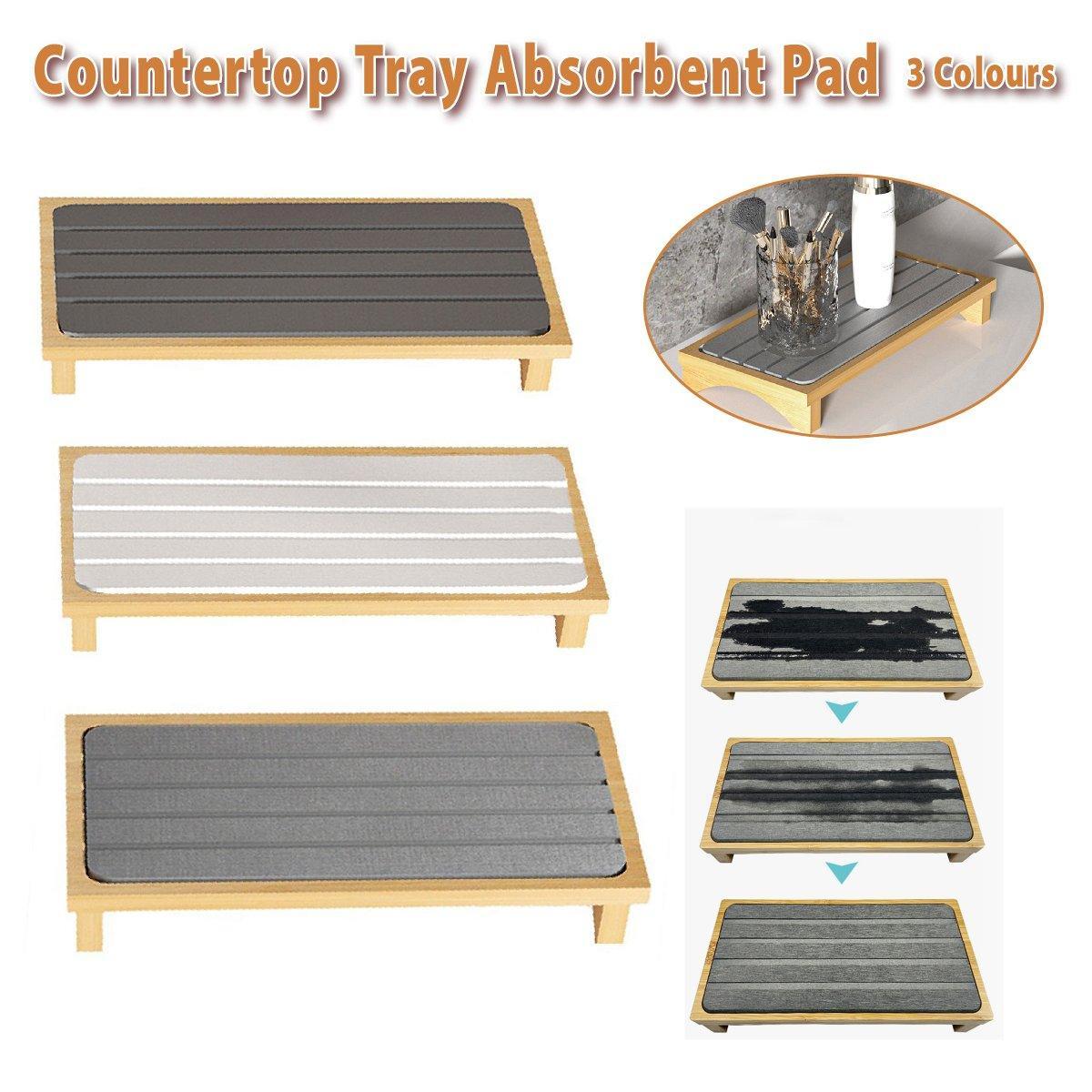 Countertop Absorbent Drainage Mat Sink Splash Pad Bathroom Tray Water Catcher - White