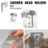 Adjustable Bracket Suction Shower Head Handset Holder Bathroom Wall Mount +Hooks - Extra Image