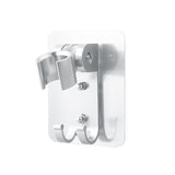 Adjustable Bracket Suction Shower Head Handset Holder Bathroom Wall Mount +Hooks - Front View