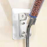 Adjustable Bracket Suction Shower Head Handset Holder Bathroom Wall Mount +Hooks - Side View