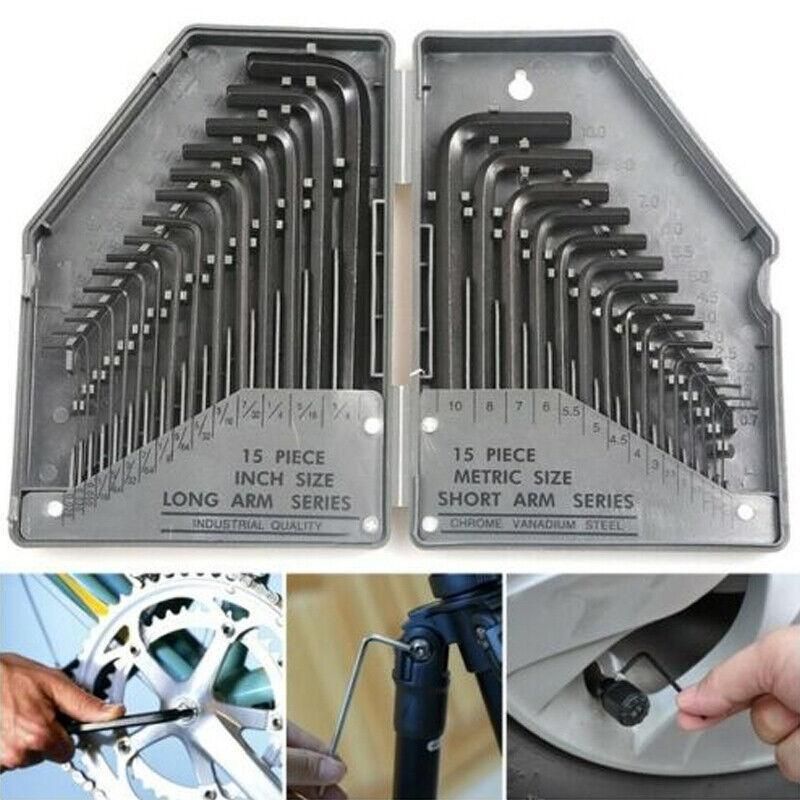 30Pcs Hex Key Metric & Imperial Allen Alan Allan Key Set Tools Kit Crv Au Stock