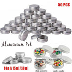 50Pcs Durable Silver Aluminum Cosmetic Pot Lip Balm Jar Containers Empty Tin - 10ML