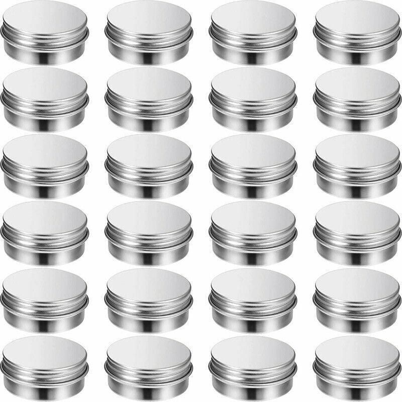 50Pcs Durable Silver Aluminum Cosmetic Pot Lip Balm Jar Containers Empty Tin - 10ML