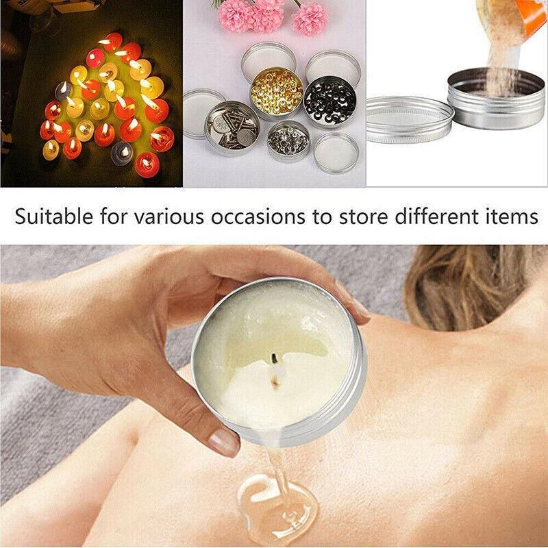 50Pcs Durable Silver Aluminum Cosmetic Pot Lip Balm Jar Containers Empty Tin - 10ML
