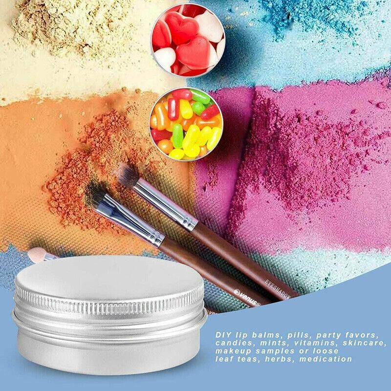 50Pcs Durable Silver Aluminum Cosmetic Pot Lip Balm Jar Containers Empty Tin - 10ML
