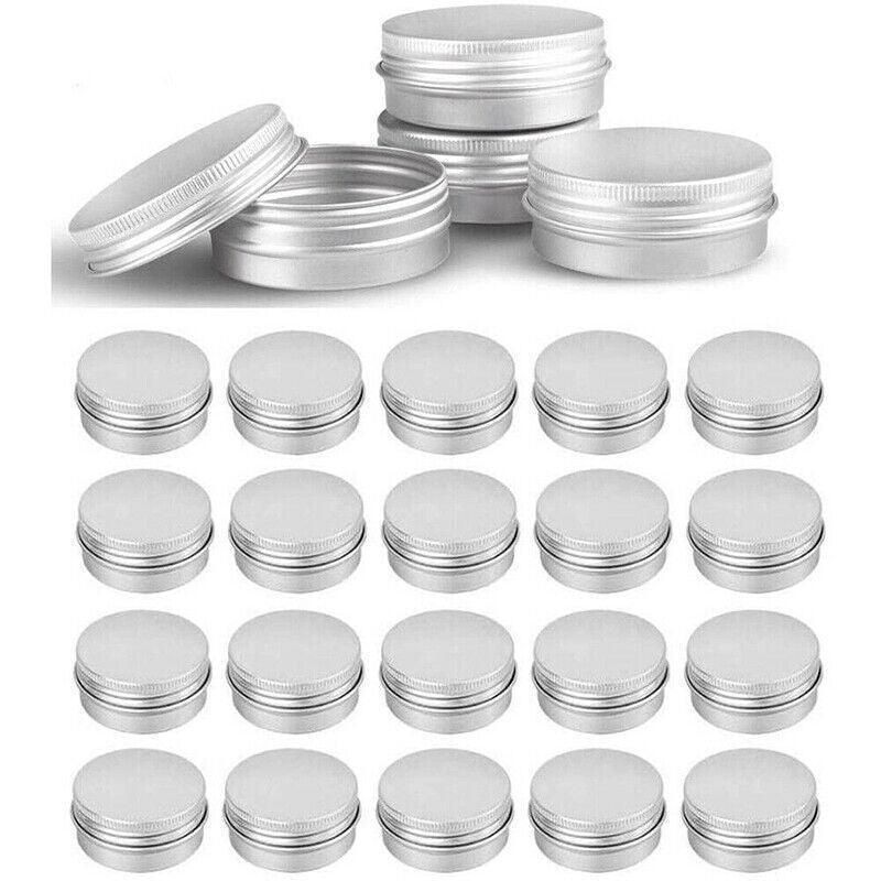 50Pcs Durable Silver Aluminum Cosmetic Pot Lip Balm Jar Containers Empty Tin - 10ML