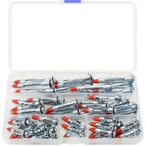 52PCS Galvanized Steel Wall Anchors Expansion Screws Self Tapping Bolts - Low Angle