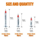 52PCS Galvanized Steel Wall Anchors Expansion Screws Self Tapping Bolts - Side View