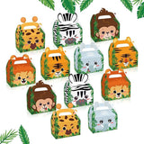 24X Jungle Safari Animal Gift Boxes Bag Favour Present Wrapping Candy Cookie Box - Front View