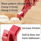 2PCS Anti Slip Silicone Heat Resistant Plate Bowl Clip Holder Kitchen Tool - Red - 45-Degree Angle