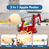 3 in 1 Manual Apple Peeler Corer Slicer Red Fruit Cutter for Kitchen Use - Top-Down View