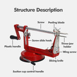3 in 1 Manual Apple Peeler Corer Slicer Red Fruit Cutter for Kitchen Use - Rear View