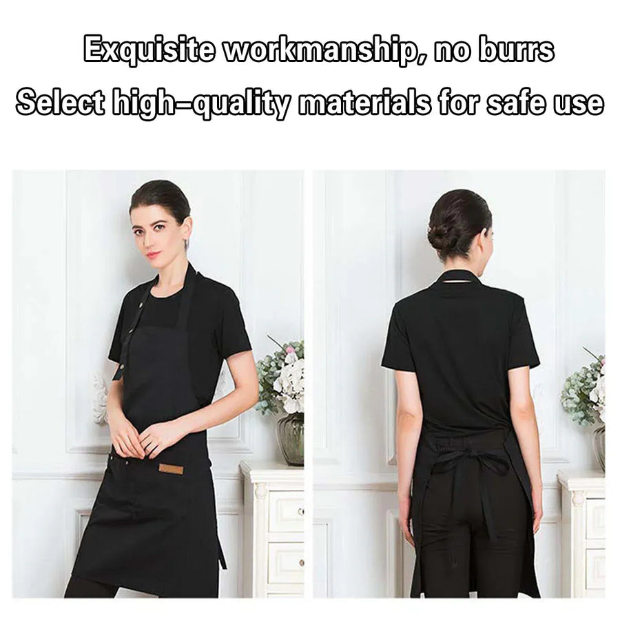 Adjustable Work Apron Neck Strap Waist Tie Kitchen Cooking Bib Apron Men Women - Black