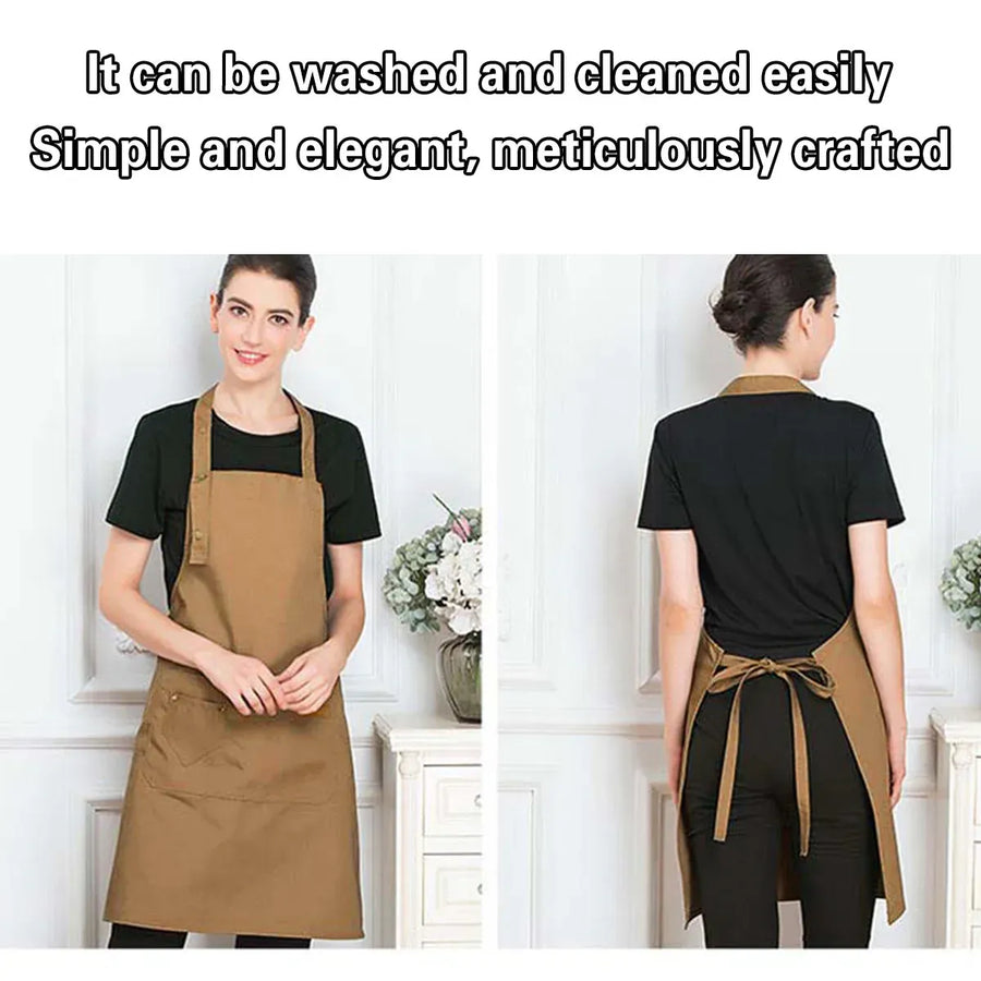 Adjustable Work Apron Neck Strap Waist Tie Kitchen Cooking Bib Apron Men Women - Black