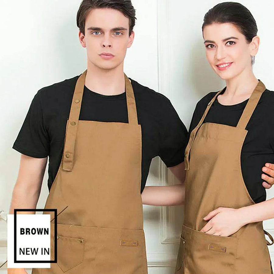Adjustable Work Apron Neck Strap Waist Tie Kitchen Cooking Bib Apron Men Women - Black