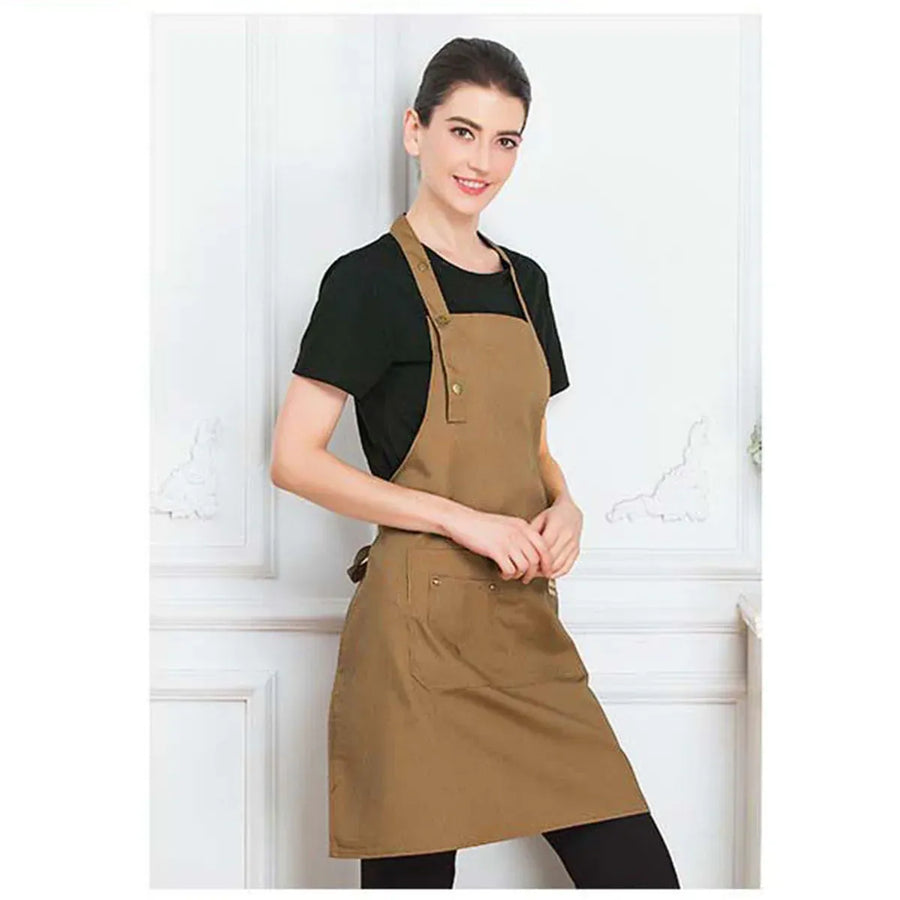Adjustable Work Apron Neck Strap Waist Tie Kitchen Cooking Bib Apron Men Women - Black