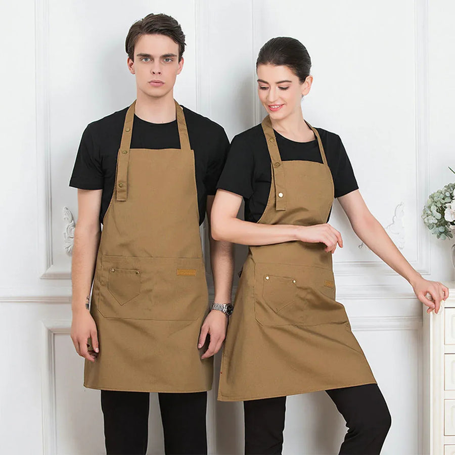 Adjustable Work Apron Neck Strap Waist Tie Kitchen Cooking Bib Apron Men Women - Black