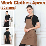 Adjustable Work Apron Neck Strap Waist Tie Kitchen Cooking Bib Apron Men Women - Black