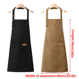 Adjustable Work Apron Neck Strap Waist Tie Kitchen Cooking Bib Apron Men Women - Brown - Top-Down View