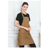 Adjustable Work Apron Neck Strap Waist Tie Kitchen Cooking Bib Apron Men Women - Brown - Extra Image