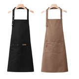 Adjustable Work Apron Neck Strap Waist Tie Kitchen Cooking Bib Apron Men Women - Brown - Front View