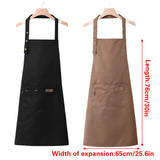 Adjustable Work Apron Neck Strap Waist Tie Kitchen Cooking Bib Apron Men Women - Brown - Side View