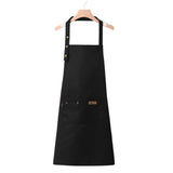 Adjustable Work Apron Neck Strap Waist Tie Kitchen Cooking Bib Apron Men Women - Brown - Rear View