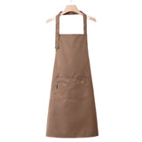 Adjustable Work Apron Neck Strap Waist Tie Kitchen Cooking Bib Apron Men Women - Brown - Close-Up Angle