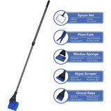5 in1 Water Aquarium Cleaning Tool Fish Tank Gravel Vacuum Glass Cleaner Brush - Top-Down View