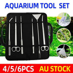 Stainless Steel Aquarium Tool Set Tweezers Scissors Spatula Kit 4 5 6PCS - 4PCS Tool + Bag