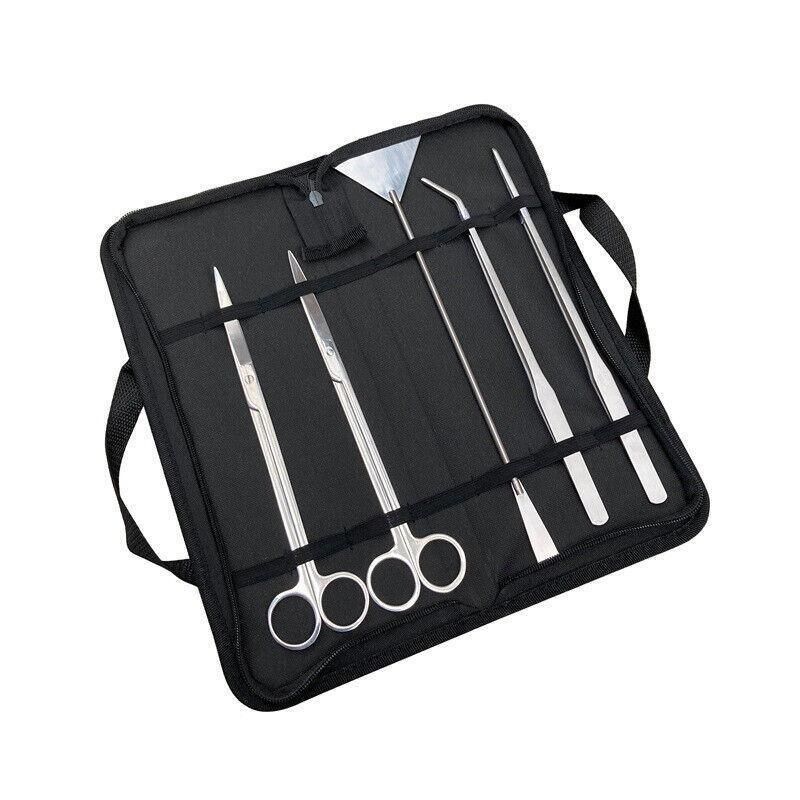 Stainless Steel Aquarium Tool Set Tweezers Scissors Spatula Kit 4 5 6PCS - 5PCS Tool + Bag