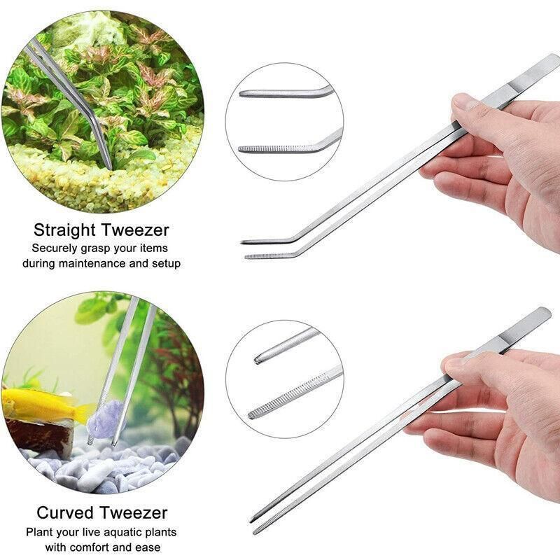 Stainless Steel Aquarium Tool Set Tweezers Scissors Spatula Kit 4 5 6PCS - 5PCS Tool + Bag