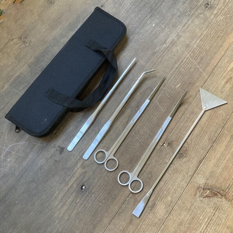 Stainless Steel Aquarium Tool Set Tweezers Scissors Spatula Kit 4 5 6PCS - Curved Scissors