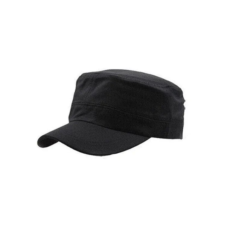 Army Plain Hat Classic Cadet Field Military Cap Style Patrol Baseball Adjustable - Black