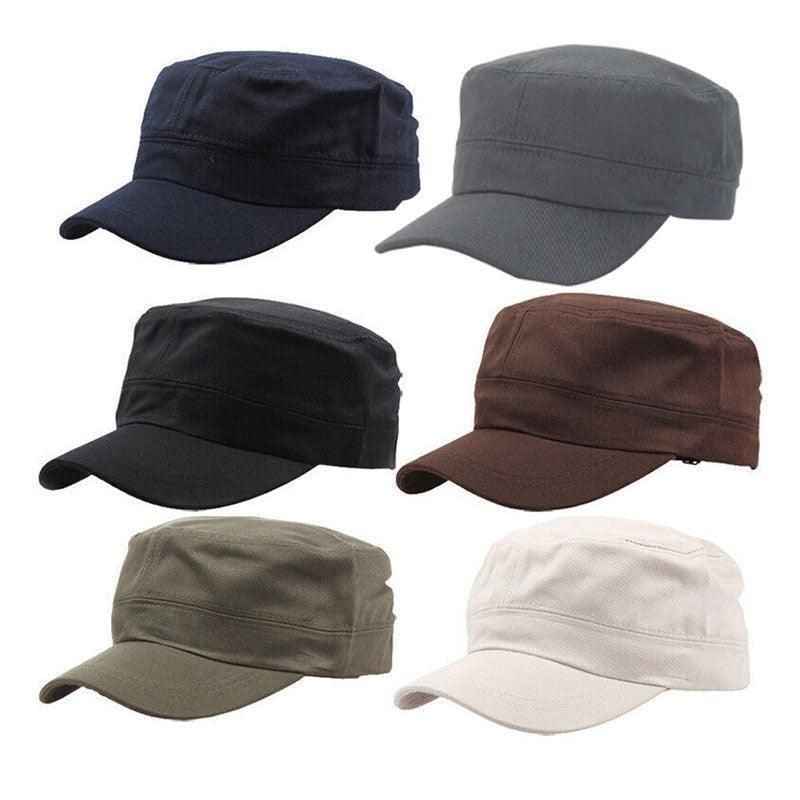 Army Plain Hat Classic Cadet Field Military Cap Style Patrol Baseball Adjustable - Black