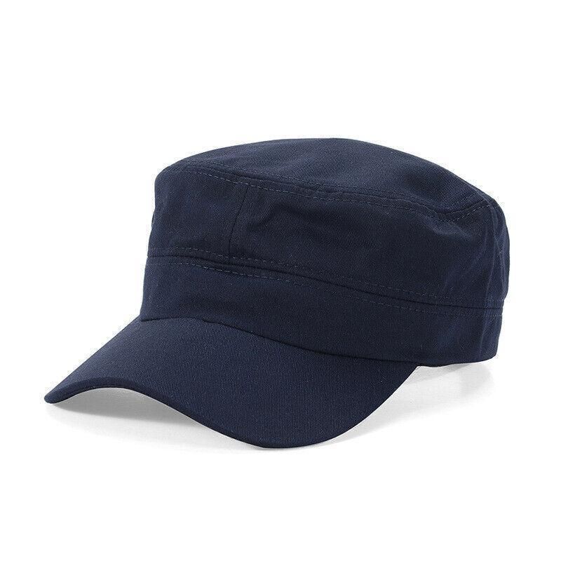 Army Plain Hat Classic Cadet Field Military Cap Style Patrol Baseball Adjustable - Black