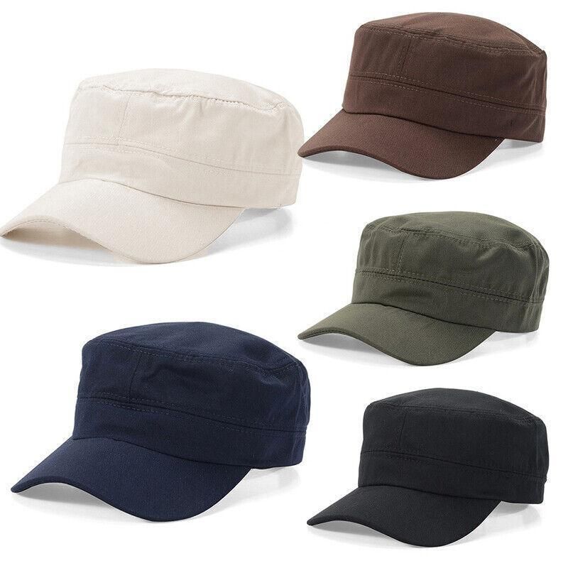Army Plain Hat Classic Cadet Field Military Cap Style Patrol Baseball Adjustable - Black