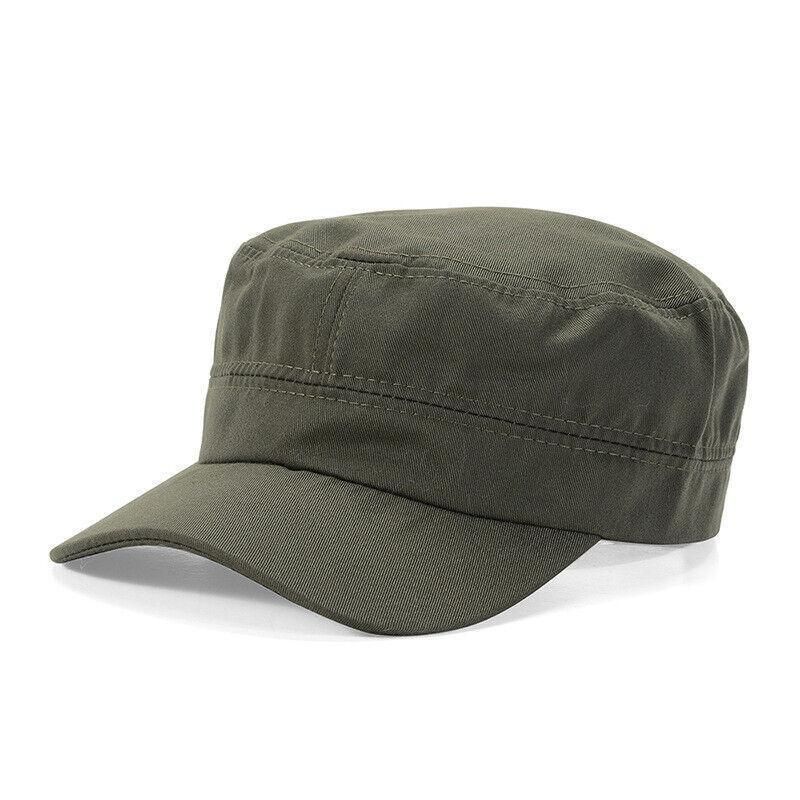 Army Plain Hat Classic Cadet Field Military Cap Style Patrol Baseball Adjustable - Black