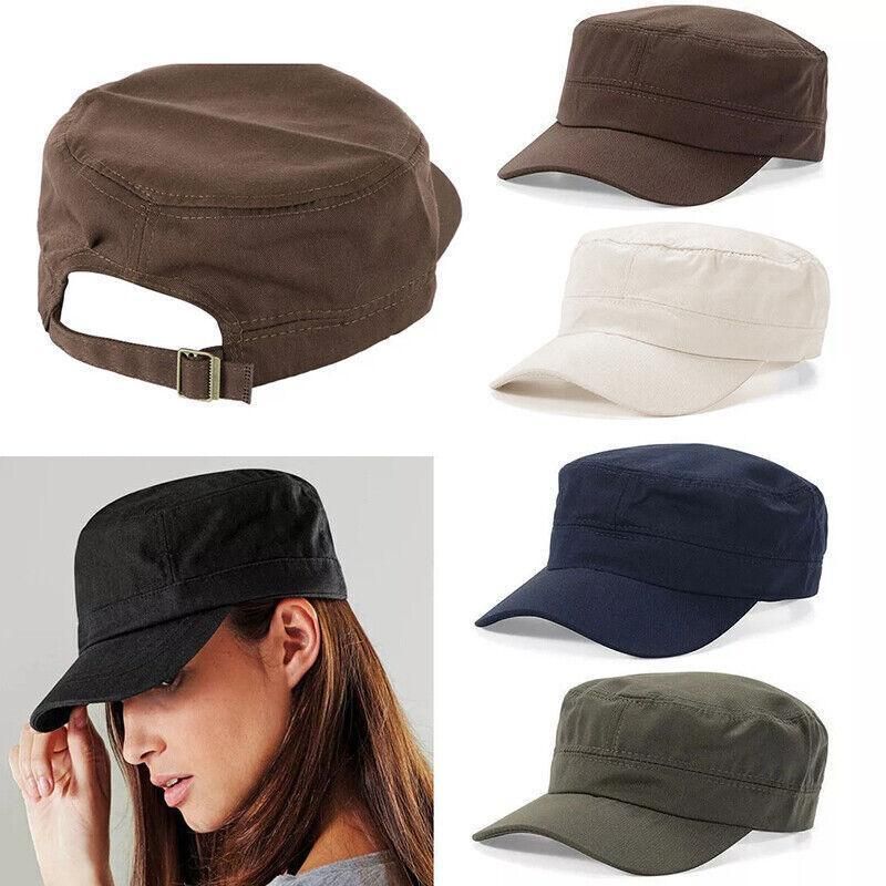 Army Plain Hat Classic Cadet Field Military Cap Style Patrol Baseball Adjustable - Black