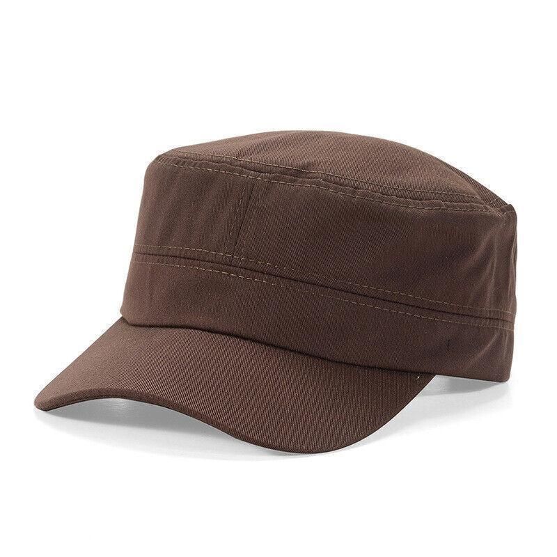 Army Plain Hat Classic Cadet Field Military Cap Style Patrol Baseball Adjustable - Black