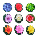 9pcs Simulation Lotus Flowers Leaves Water Lily Pond Fish Tank Decoration - Front View