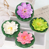9pcs Simulation Lotus Flowers Leaves Water Lily Pond Fish Tank Decoration - Top-Down View