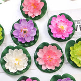9pcs Simulation Lotus Flowers Leaves Water Lily Pond Fish Tank Decoration - 45-Degree Angle