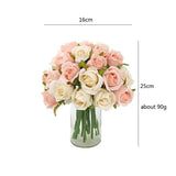 12 Heads Silk Rose Artificial Flowers Fake Bouquet - modena - Side View